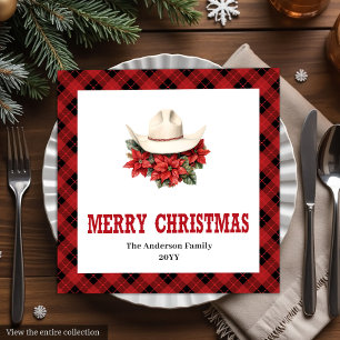 Klassische Western-Rot-Schwarze-Weihnachtsserviett Serviette