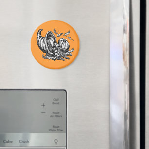 Klassische Wicker Cornucopia Schwarz-weiß Illustra Magnet