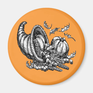 Klassische Wicker Cornucopia Schwarz-weiß Illustra Magnet