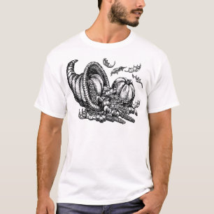 Klassische Wicker Cornucopia Schwarz-weiß Illustra T-Shirt