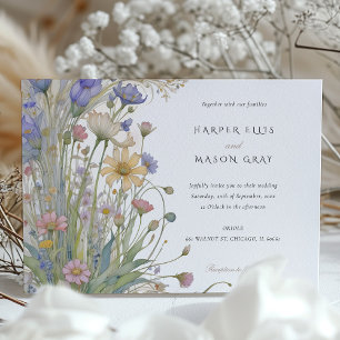 Klassische Wildblumen Elegante Pastel Hochzeit Ein Einladung