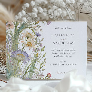Klassische Wildblumen Elegante Pastel Hochzeit Ein Einladung