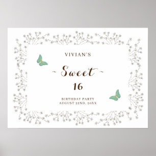 Klassische Wildblumen- und Schmetterlings-Sweet-Si Poster