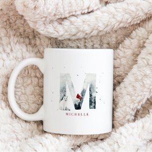 Klassische winterliche Weihnachtsszene Monogramm M Kaffeetasse