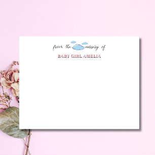 Klassische Wolken Baby-Rosa Name Kinderzimmer Noti Einladung