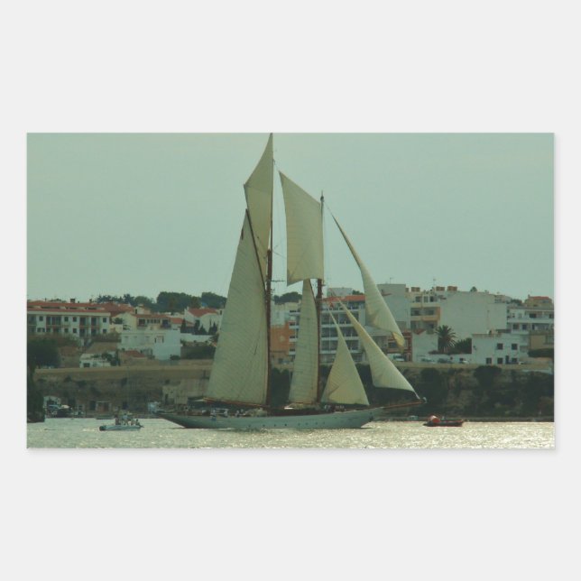 Klassische Yacht Rechteckiger Aufkleber (Vorderseite)