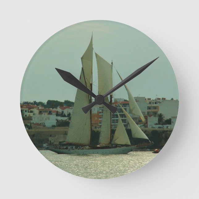 Klassische Yacht Runde Wanduhr (Vorderseite)