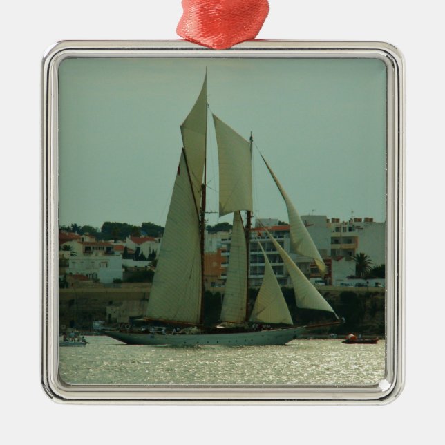 Klassische Yacht Silbernes Ornament (Vorne)