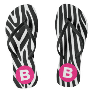 Klassische Zebrastreifen in hellrosa Monogramm Flip Flops