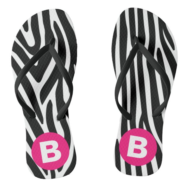 Klassische Zebrastreifen in hellrosa Monogramm Flip Flops (Fußbett)