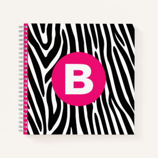 Klassische Zebrastreifen in hellrosa Monogramm Notizbuch