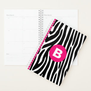 Klassische Zebrastreifen in hellrosa Monogramm Planer