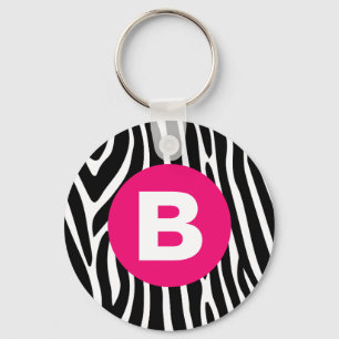 Klassische Zebrastreifen in hellrosa Monogramm Schlüsselanhänger