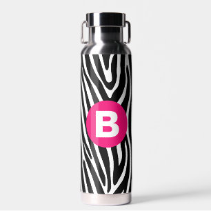 Klassische Zebrastreifen in hellrosa Monogramm Trinkflasche