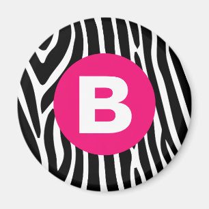 Klassische Zebrastreifen mit hellrosa Monogramm Magnet