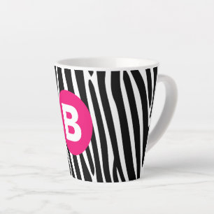 Klassische Zebrastreifen mit hellrosa Monogramm Milchtasse