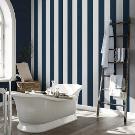 Klassische zeitlose Navy Blue & White einfache Str Tapete