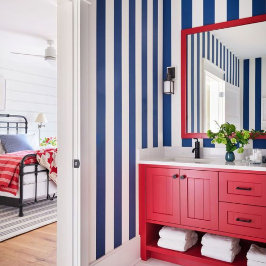 Klassische zeitlose Navy Blue & White einfache Str Tapete