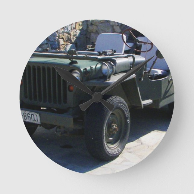 Klassischen Willys Jeep Runde Wanduhr (Vorderseite)
