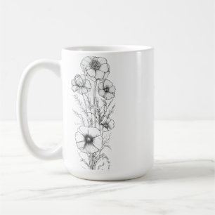 Klassischer 15 oz Blumenumriss-Becher Kaffeetasse