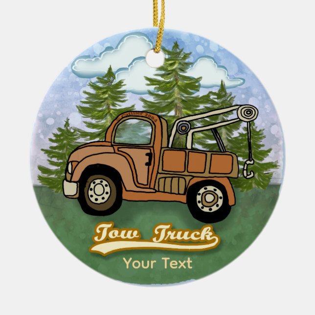 Klassischer alter Abschleppwagen Keramik Ornament (Vorne)