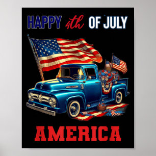 Klassischer alter Pickup-Truck 4. Juli Patriotisch Poster