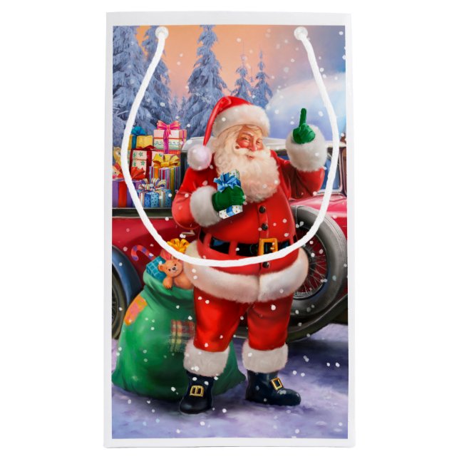 Klassischer Amerikaner Weihnachtsmann Kleine Geschenktüte (Rückseite)