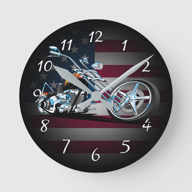 Klassischer amerikanischer Chopper Runde Wanduhr (Vorderseite)