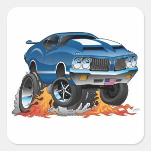 Klassischer amerikanischer Muscle-Car-Cartoon der  Quadratischer Aufkleber