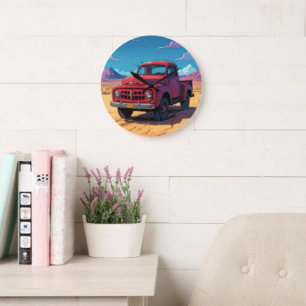 Klassischer amerikanischer Pick-up  Große Wanduhr