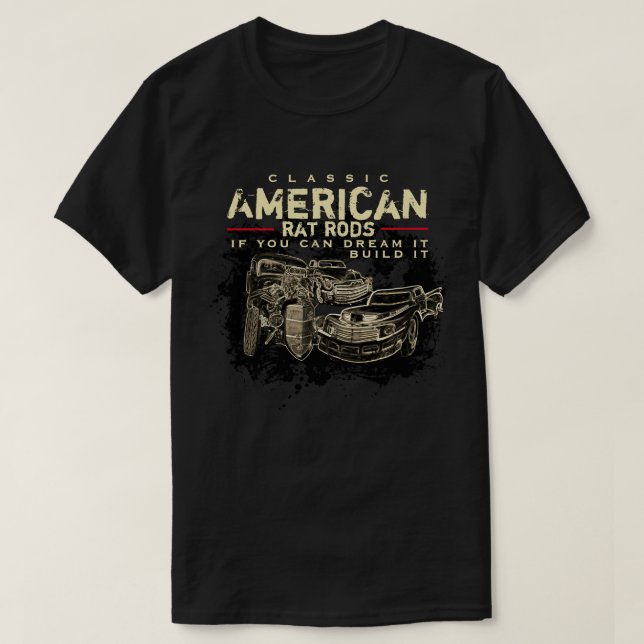 Klassischer amerikanischer Rattenrods Dark Apparel T-Shirt (Design vorne)