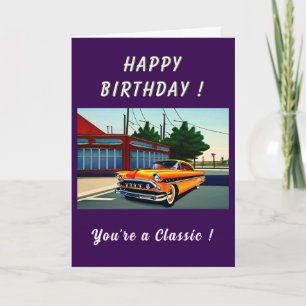 Klassischer amerikanischer Wagen Geburtstag 1950er Karte