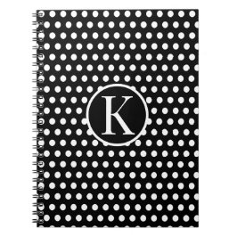 Klassischer Anfangsbuchstabe Polka Dots Black Notizblock