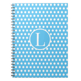 Klassischer Anfangsbuchstabe Polka Dots Blau & Wei Notizblock