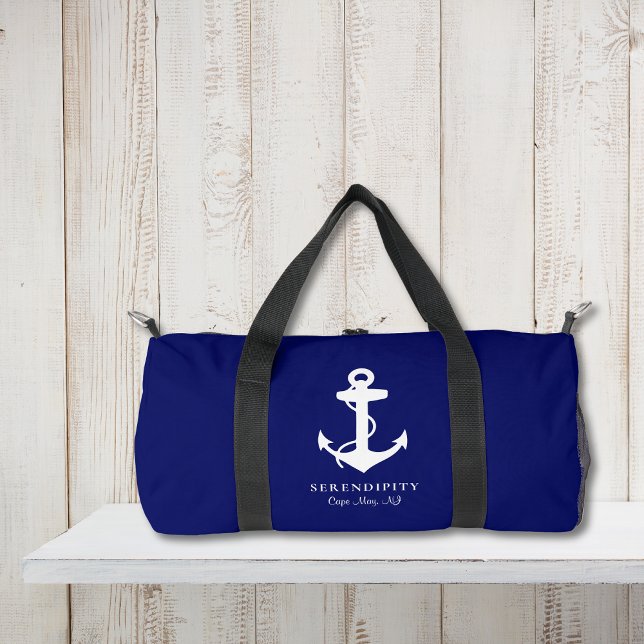 Klassischer Anker Monogram Navy Blue Duffle Bag (Von Creator hochgeladen)