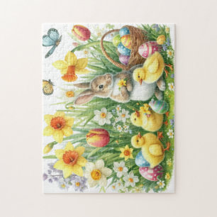 Klassischer/antiker Osterhase/Huhn Puzzle