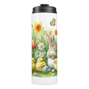 Klassischer/antiker Osterhase/Huhn Thermosbecher