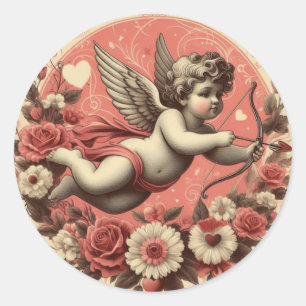 Klassischer/Antiker/Retro Cupido Valentinstag Runder Aufkleber