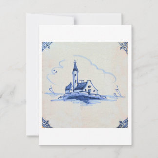 Klassischer Antiquar Delft Blue Tile - Kirche Einladung
