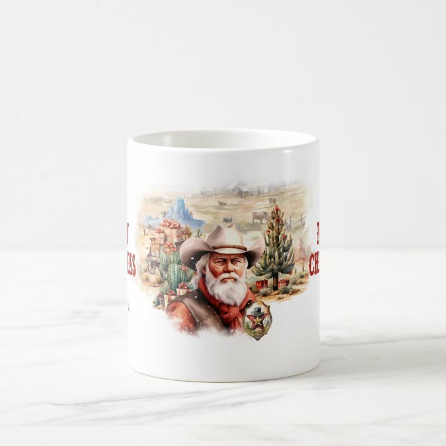 Klassischer Aquarell Western Santa Cowboy Kaffeetasse (Mittel)