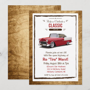 Klassischer Auto-Rentner-Einladung Retro Einladung