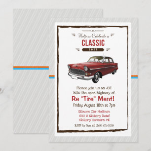 Klassischer Auto-Rentner-Einladung Retro Einladung