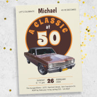 Klassischer Auto-Spaß Retro 50. Geburtstagsfeier