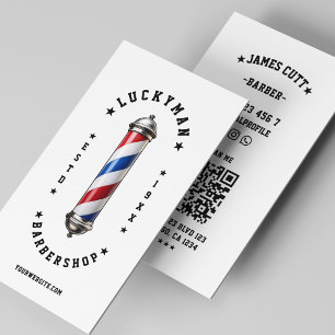 Klassischer Barbershop Red White Blue Barber Pole Visitenkarte