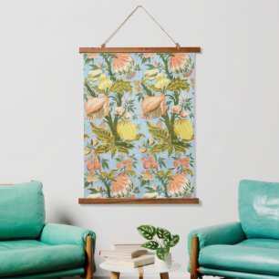 Klassischer Barock-Blumen-Frucht-Damaskus-Stoff Wandteppich Mit Holzrahmen