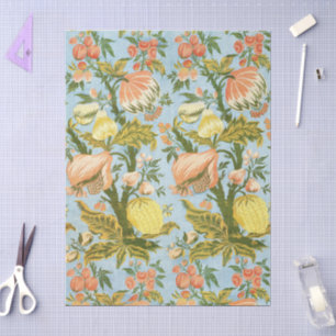 Klassischer Barock Blumen Frucht Damast Stoff Seidenpapier