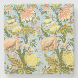 Klassischer Barock Blumen Frucht Damast Stoff Steinuntersetzer