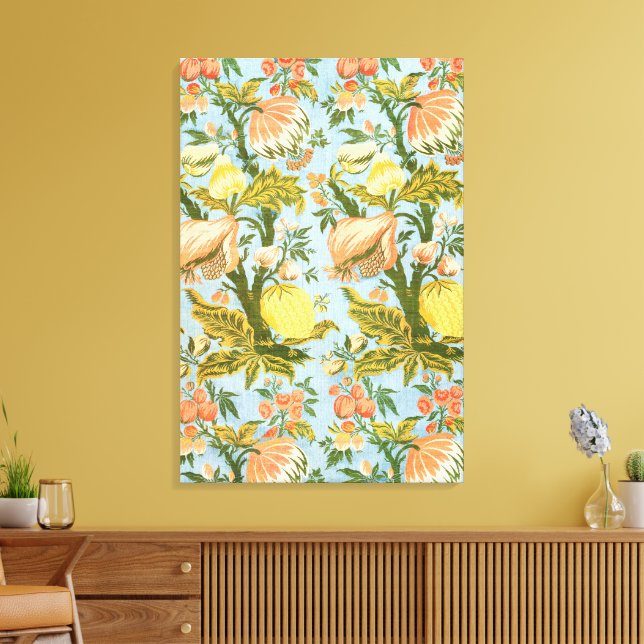 Klassischer barocker Blumen-Frucht-Damaskus-Stoff Leinwanddruck (Insitu (Wohnzimmer))
