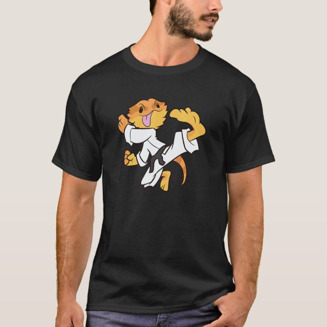Klassischer Bartdrache Karate Samurai Echse Bart T-Shirt (Vorderseite)