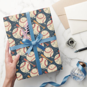 Klassischer Baseball mit Distressed-Effekt Geschenkpapier